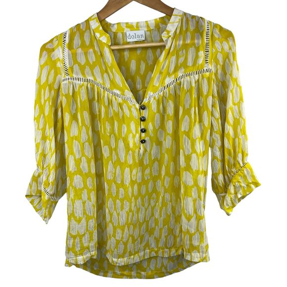Anthropologie Dolan Yellow Semi Sheer Silk Blouse Size XS Pop Over - Picture 1 of 12